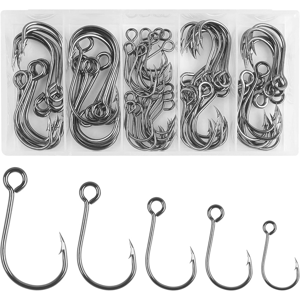 Fishing Hook Offset - 70 قطعة خطاف واحد مضمن لصيد