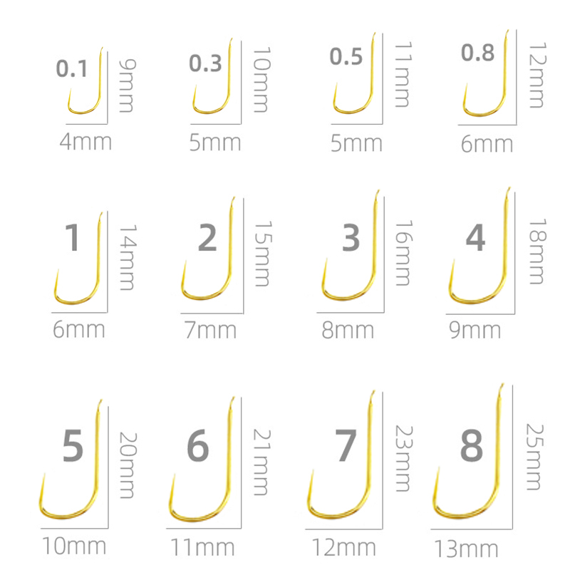 Fishing Hook Size - 100 قطعة Shinkanto Barbless متعددة الأنواع