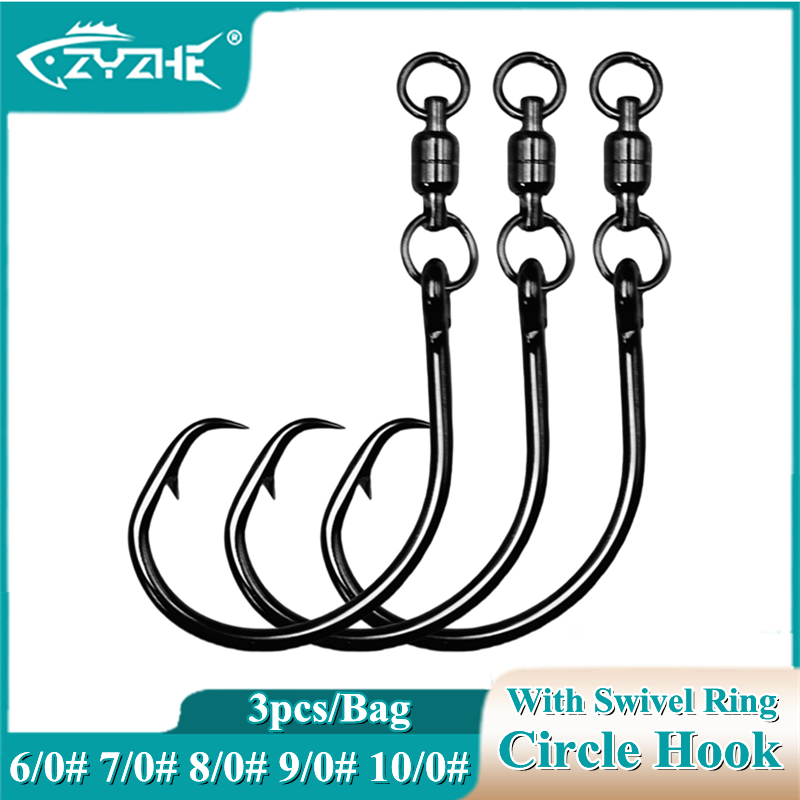 Fishing Hook Offset - خطافات دائرية من ZYZHE مع حلقة