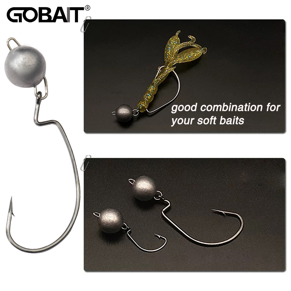 Fishing Hook Weedless - 5 قطعة خطافات دودة الرأس المعدنية