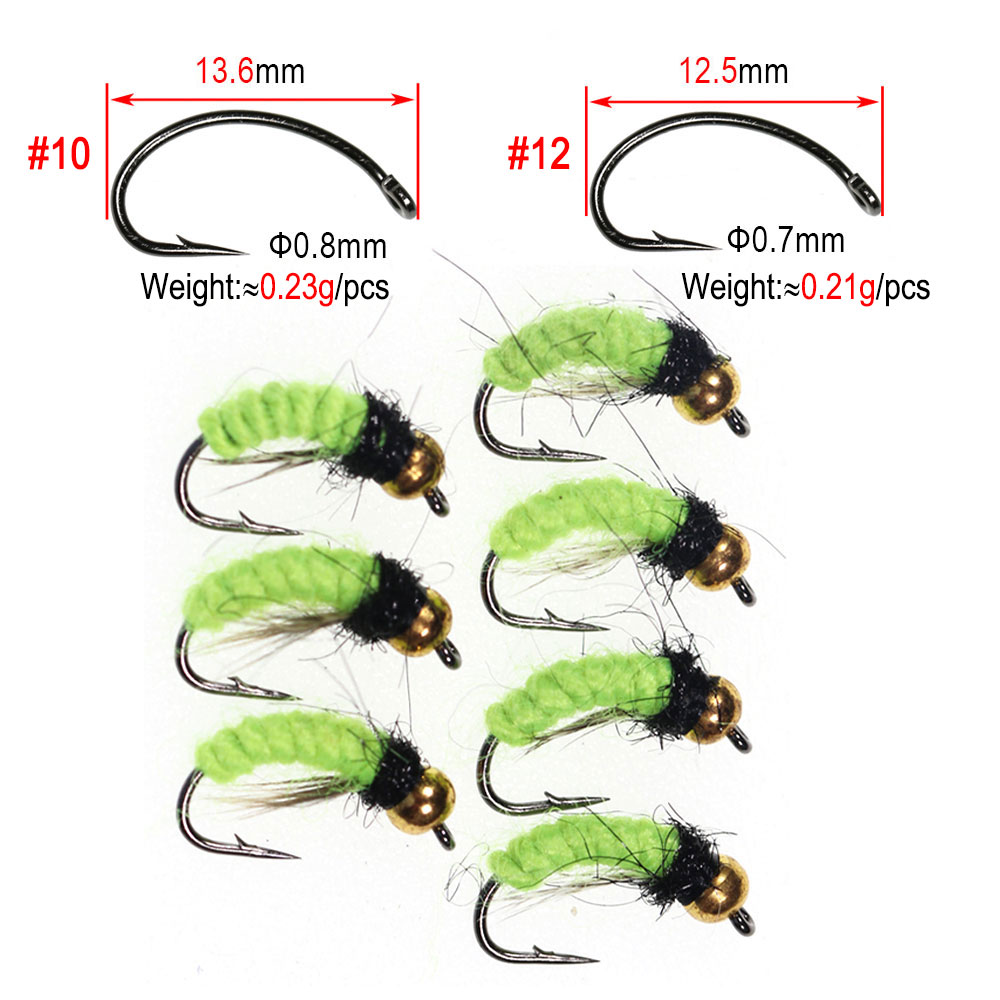 8 قطع # 10 # 12 طُعم صيد نحاسي - مراجعة Fishing Hook Size وسعره
