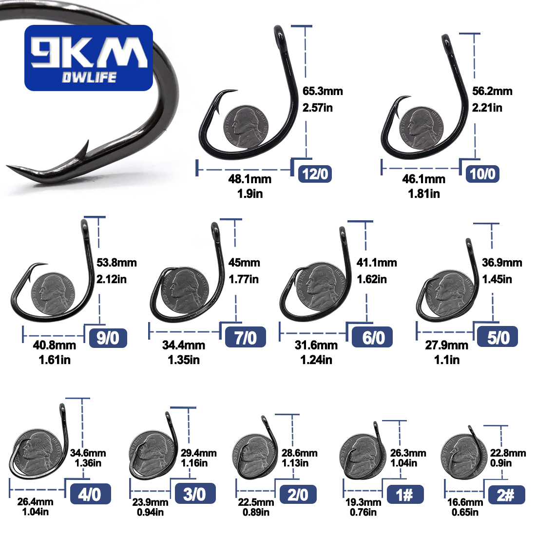 9 كجم دائرة السنانير 25 ~ 50 ق - مراجعة Fishing Hook Barbless وسعره