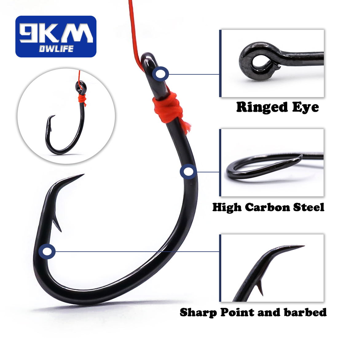9 كجم دائرة السنانير 25 ~ 50 ق - مراجعة Fishing Hook Barbless وسعره