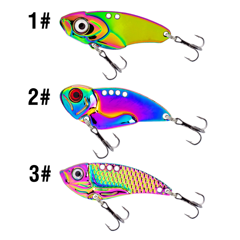 3 قطع طُعم صيد معدني ملون VIB  - مراجعة Fishing Hook Treble وسعره