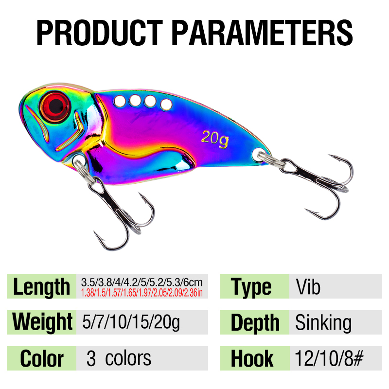 3 قطع طُعم صيد معدني ملون VIB  - مراجعة Fishing Hook Treble وسعره