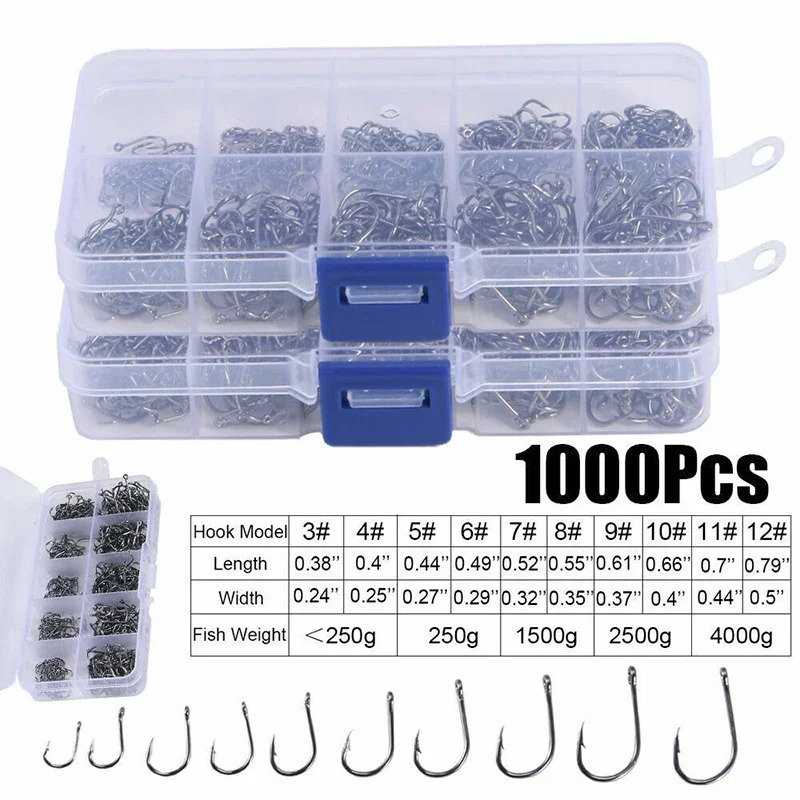 50-1600 قطعة/صندوق خطاف صيد ال - مراجعة Fishing Hook Assortment وسعره