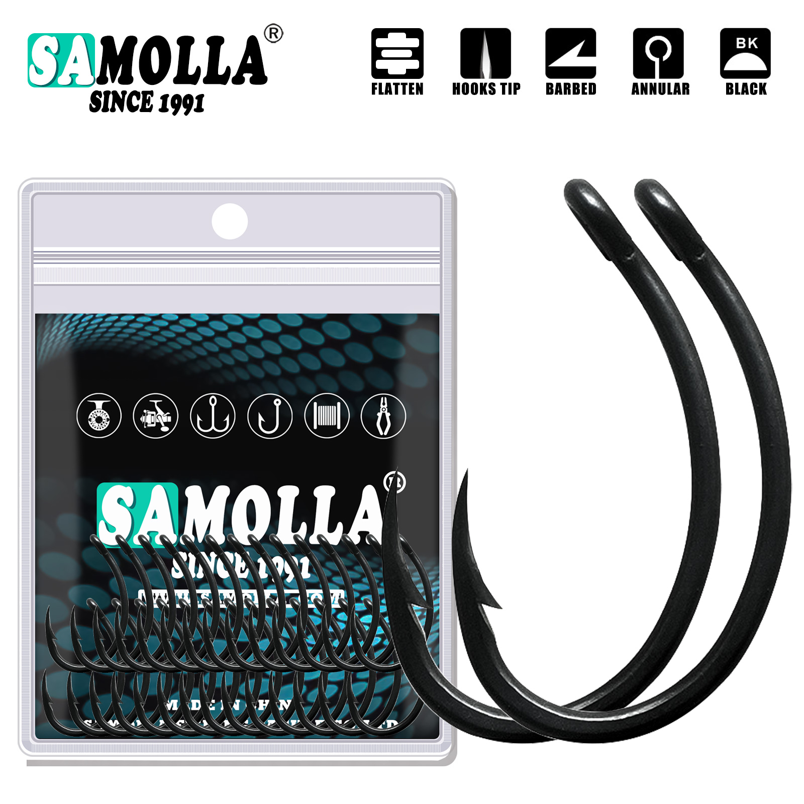 50 قطعة خطاف صيد سمك الشبوط طل - مراجعة Fishing Hook Offset وسعره